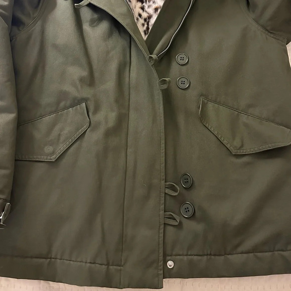Maje Genuine Fox Fur Kaki Green Jacket Coat Size 36/Small - Picture 5 of 9